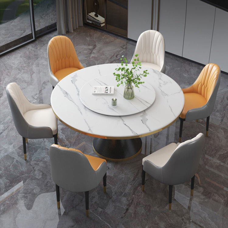 Metal Contemporary Round Dining Table Sintered Stone Table with Pedestal Base Clearhalo ' dining_table' 'Dining Tables & Seating' 'Dining Tables' 'furn' 'furn_dining_table' 'Furniture' 'furniture_dining_table' 'Kitchen & Dining Furniture' 'kitchen&dining_furn' 'kitchen' 'kitchen_dining_table' 3815715