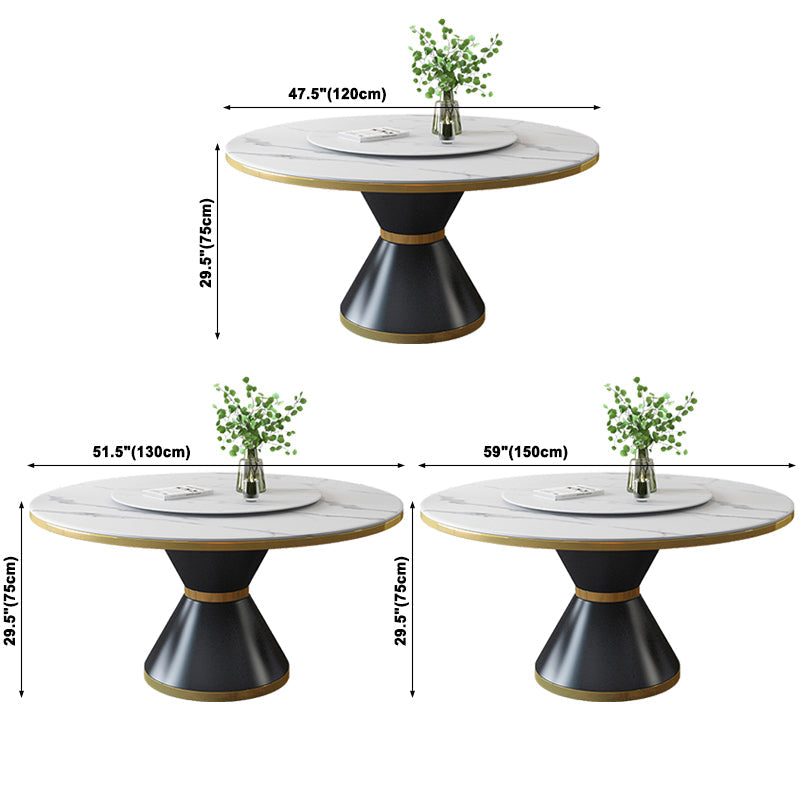 Metal Contemporary Round Dining Table Sintered Stone Table with Pedestal Base Clearhalo ' dining_table' 'Dining Tables & Seating' 'Dining Tables' 'furn' 'furn_dining_table' 'Furniture' 'furniture_dining_table' 'Kitchen & Dining Furniture' 'kitchen&dining_furn' 'kitchen' 'kitchen_dining_table' 3815722
