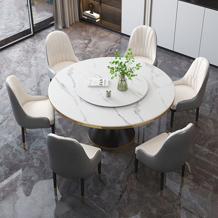 Metal Contemporary Round Dining Table Sintered Stone Table with Pedestal Base Clearhalo ' dining_table' 'Dining Tables & Seating' 'Dining Tables' 'furn' 'furn_dining_table' 'Furniture' 'furniture_dining_table' 'Kitchen & Dining Furniture' 'kitchen&dining_furn' 'kitchen' 'kitchen_dining_table' 3815723