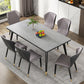 Modern Style Sintered Stone Dining Table 4 Legs Carbon Steel Base Rectangle Table for Home Gray Without Chairs Clearhalo ' dining_table' 'Dining Tables & Seating' 'Dining Tables' 'furn' 'furn_dining_table' 'Furniture' 'furniture_dining_table' 'Kitchen & Dining Furniture' 'kitchen&dining_furn' 'kitchen' 'kitchen_dining_table' 3815728