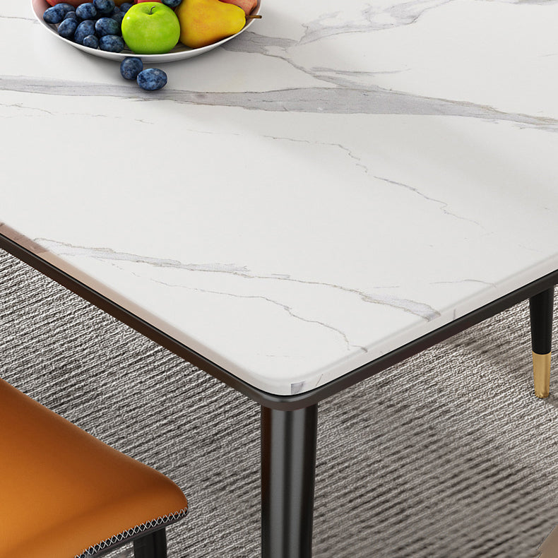 Modern Style Sintered Stone Dining Table 4 Legs Carbon Steel Base Rectangle Table for Home Clearhalo ' dining_table' 'Dining Tables & Seating' 'Dining Tables' 'furn' 'furn_dining_table' 'Furniture' 'furniture_dining_table' 'Kitchen & Dining Furniture' 'kitchen&dining_furn' 'kitchen' 'kitchen_dining_table' 3815733