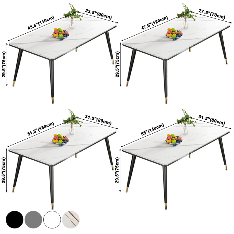 Modern Style Sintered Stone Dining Table 4 Legs Carbon Steel Base Rectangle Table for Home Clearhalo ' dining_table' 'Dining Tables & Seating' 'Dining Tables' 'furn' 'furn_dining_table' 'Furniture' 'furniture_dining_table' 'Kitchen & Dining Furniture' 'kitchen&dining_furn' 'kitchen' 'kitchen_dining_table' 3815734