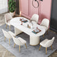 Glam Sintered Stone Top Kitchen Dining Table Oval Standard Dining Table with Double Pedestal Bases Clearhalo ' dining_table' 'Dining Tables & Seating' 'Dining Tables' 'furn' 'furn_dining_table' 'Furniture' 'furniture_dining_table' 'Kitchen & Dining Furniture' 'kitchen&dining_furn' 'kitchen' 'kitchen_dining_table' 3815756
