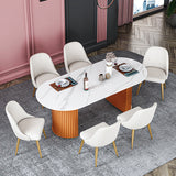 Glam Sintered Stone Top Kitchen Dining Table Oval Standard Dining Table with Double Pedestal Bases Clearhalo ' dining_table' 'Dining Tables & Seating' 'Dining Tables' 'furn' 'furn_dining_table' 'Furniture' 'furniture_dining_table' 'Kitchen & Dining Furniture' 'kitchen&dining_furn' 'kitchen' 'kitchen_dining_table' 3815764