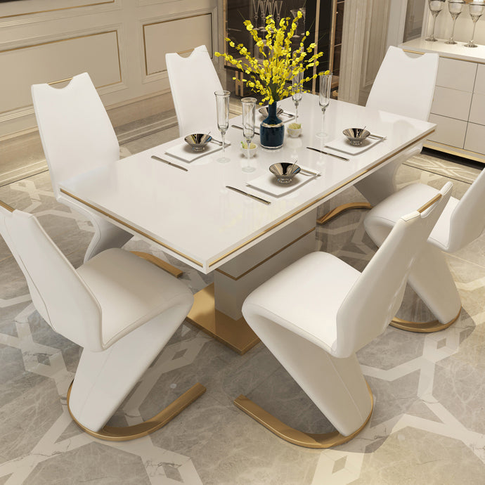 Metal Traditional Luxury Rectangle Dining Table Sintered Stone Table for Dining Room Clearhalo ' dining_table' 'Dining Tables & Seating' 'Dining Tables' 'furn' 'furn_dining_table' 'Furniture' 'furniture_dining_table' 'Kitchen & Dining Furniture' 'kitchen&dining_furn' 'kitchen' 'kitchen_dining_table' 3815785
