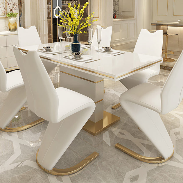 Metal Traditional Luxury Rectangle Dining Table Sintered Stone Table for Dining Room Clearhalo ' dining_table' 'Dining Tables & Seating' 'Dining Tables' 'furn' 'furn_dining_table' 'Furniture' 'furniture_dining_table' 'Kitchen & Dining Furniture' 'kitchen&dining_furn' 'kitchen' 'kitchen_dining_table' 3815787