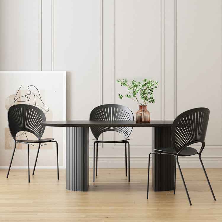 Minimalist Black Kitchen Dining Table Solid Wood Oval Shape Dining Table with Double Pedestal Bases Clearhalo ' dining_table' 'Dining Tables & Seating' 'Dining Tables' 'furn' 'furn_dining_table' 'Furniture' 'furniture_dining_table' 'Kitchen & Dining Furniture' 'Kitchen Furniture' 'kitchen&dining_furn' 'kitchen' 'kitchen_dining_table' 3815794