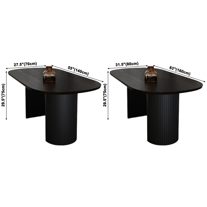 Minimalist Black Kitchen Dining Table Solid Wood Oval Shape Dining Table with Double Pedestal Bases Clearhalo ' dining_table' 'Dining Tables & Seating' 'Dining Tables' 'furn' 'furn_dining_table' 'Furniture' 'furniture_dining_table' 'Kitchen & Dining Furniture' 'Kitchen Furniture' 'kitchen&dining_furn' 'kitchen' 'kitchen_dining_table' 3815798