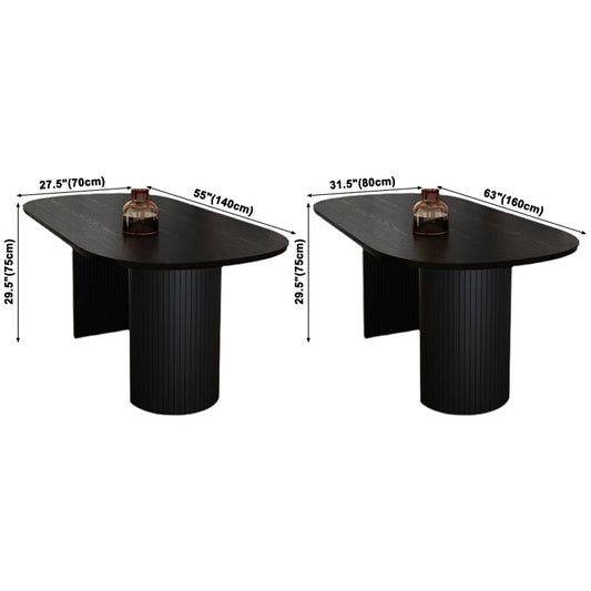 Minimalist Black Kitchen Dining Table Solid Wood Oval Shape Dining Table with Double Pedestal Bases Clearhalo ' dining_table' 'Dining Tables & Seating' 'Dining Tables' 'furn' 'furn_dining_table' 'Furniture' 'furniture_dining_table' 'Kitchen & Dining Furniture' 'Kitchen Furniture' 'kitchen&dining_furn' 'kitchen' 'kitchen_dining_table' 3815798