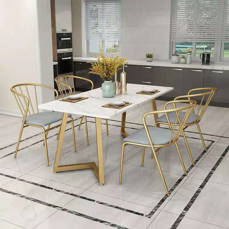 Marble Dining Site Table Traditional Luxury Rectangle Dining Table for Kitchen Home Clearhalo ' dining_table' 'Dining Tables & Seating' 'Dining Tables' 'furn' 'furn_dining_table' 'Furniture' 'furniture_dining_table' 'Kitchen & Dining Furniture' 'kitchen&dining_furn' 'kitchen' 'kitchen_dining_table' 3815801