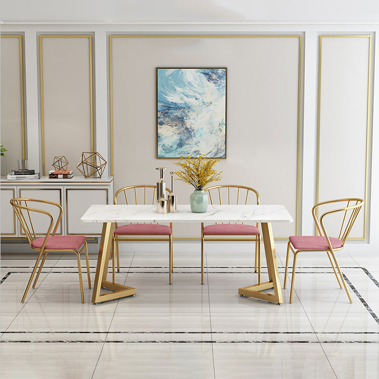 Marble Dining Site Table Traditional Luxury Rectangle Dining Table for Kitchen Home Clearhalo ' dining_table' 'Dining Tables & Seating' 'Dining Tables' 'furn' 'furn_dining_table' 'Furniture' 'furniture_dining_table' 'Kitchen & Dining Furniture' 'kitchen&dining_furn' 'kitchen' 'kitchen_dining_table' 3815813