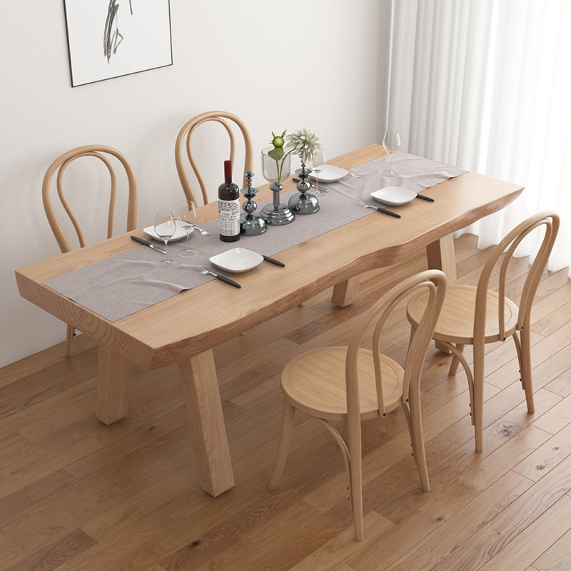 Contemporary Rectangle Shape Standard Dining Table Khaki Kitchen Dining Table with 4 Legs Base Clearhalo ' dining_table' 'Dining Tables & Seating' 'Dining Tables' 'furn' 'furn_dining_table' 'Furniture' 'furniture_dining_table' 'Kitchen & Dining Furniture' 'kitchen&dining_furn' 'kitchen' 'kitchen_dining_table' 3815816