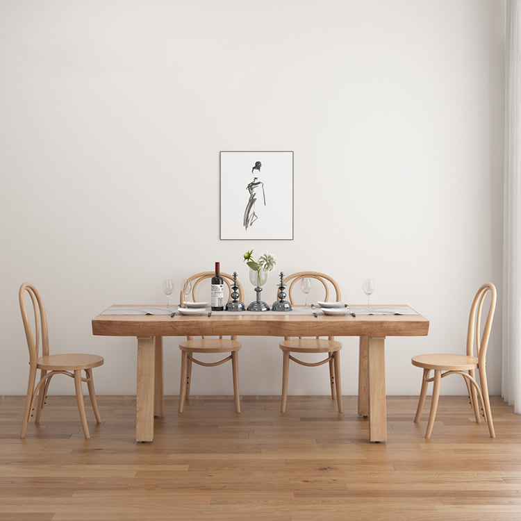 Contemporary Rectangle Shape Standard Dining Table Khaki Kitchen Dining Table with 4 Legs Base Clearhalo ' dining_table' 'Dining Tables & Seating' 'Dining Tables' 'furn' 'furn_dining_table' 'Furniture' 'furniture_dining_table' 'Kitchen & Dining Furniture' 'kitchen&dining_furn' 'kitchen' 'kitchen_dining_table' 3815823