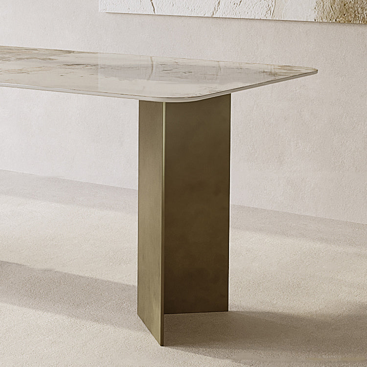 Metal Traditional Luxury Rectangle Indoor Table Sintered Stone Table for Kitchen Clearhalo ' dining_table' 'Dining Tables & Seating' 'Dining Tables' 'furn' 'furn_dining_table' 'Furniture' 'furniture_dining_table' 'Kitchen & Dining Furniture' 'kitchen&dining_furn' 'kitchen' 'kitchen_dining_table' 3815834