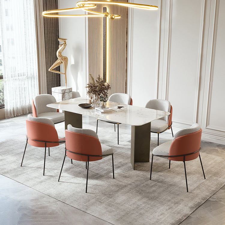 Metal Traditional Luxury Rectangle Indoor Table Sintered Stone Table for Kitchen Clearhalo ' dining_table' 'Dining Tables & Seating' 'Dining Tables' 'furn' 'furn_dining_table' 'Furniture' 'furniture_dining_table' 'Kitchen & Dining Furniture' 'kitchen&dining_furn' 'kitchen' 'kitchen_dining_table' 3815836