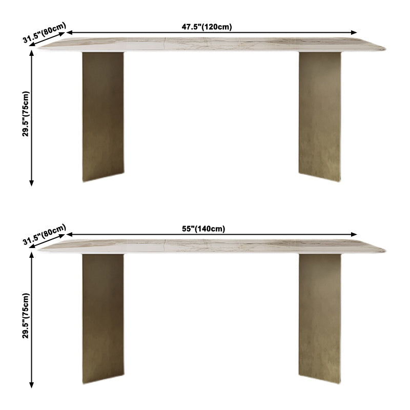 Metal Traditional Luxury Rectangle Indoor Table Sintered Stone Table for Kitchen Clearhalo ' dining_table' 'Dining Tables & Seating' 'Dining Tables' 'furn' 'furn_dining_table' 'Furniture' 'furniture_dining_table' 'Kitchen & Dining Furniture' 'kitchen&dining_furn' 'kitchen' 'kitchen_dining_table' 3815837