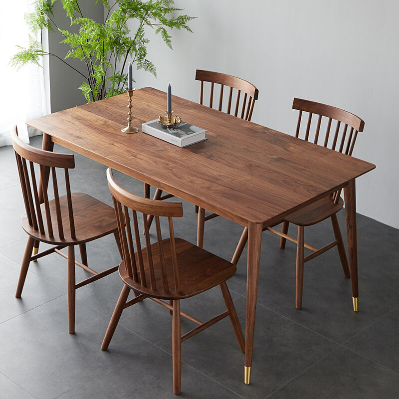 Luxury Style Black Walnut Dining Table 4 Legs Base Rectangle Table for Home Clearhalo ' dining_table' 'Dining Tables & Seating' 'Dining Tables' 'furn' 'furn_dining_table' 'Furniture' 'furniture_dining_table' 'Kitchen & Dining Furniture' 'kitchen&dining_furn' 'kitchen' 'kitchen_dining_table' 3815840