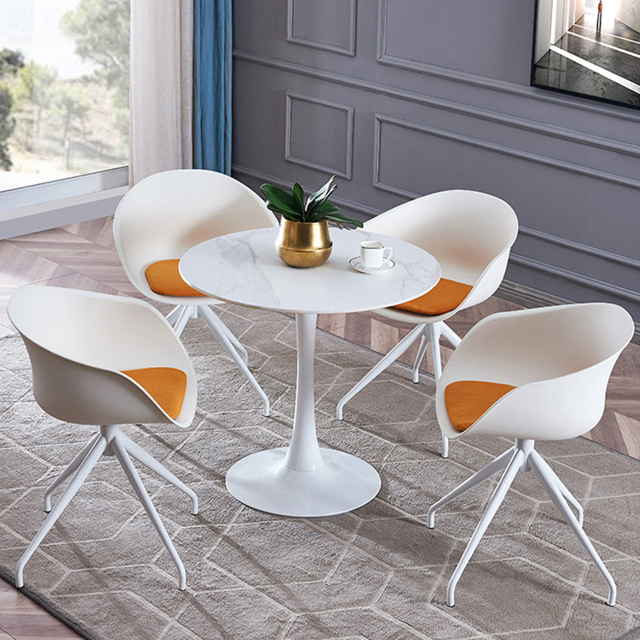 Round Sintered Stone White Dining Table Minimalist Tulip Base Table for Dining Room Clearhalo ' dining_table' 'Dining Tables & Seating' 'Dining Tables' 'furn' 'furn_dining_table' 'Furniture' 'furniture_dining_table' 'Kitchen & Dining Furniture' 'kitchen&dining_furn' 'kitchen' 'kitchen_dining_table' 3815850