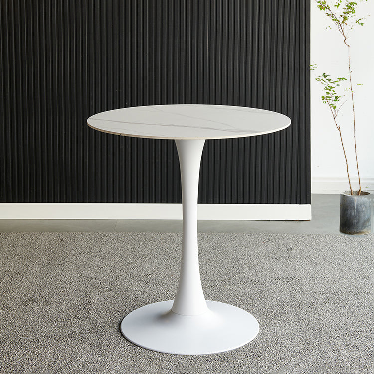 Round Sintered Stone White Dining Table Minimalist Tulip Base Table for Dining Room Clearhalo ' dining_table' 'Dining Tables & Seating' 'Dining Tables' 'furn' 'furn_dining_table' 'Furniture' 'furniture_dining_table' 'Kitchen & Dining Furniture' 'kitchen&dining_furn' 'kitchen' 'kitchen_dining_table' 3815852