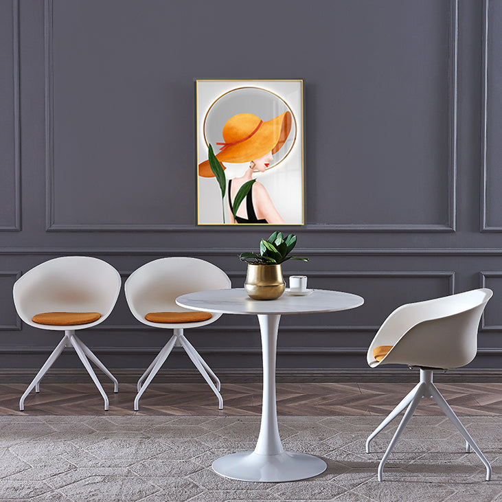 Round Sintered Stone White Dining Table Minimalist Tulip Base Table for Dining Room Clearhalo ' dining_table' 'Dining Tables & Seating' 'Dining Tables' 'furn' 'furn_dining_table' 'Furniture' 'furniture_dining_table' 'Kitchen & Dining Furniture' 'kitchen&dining_furn' 'kitchen' 'kitchen_dining_table' 3815858