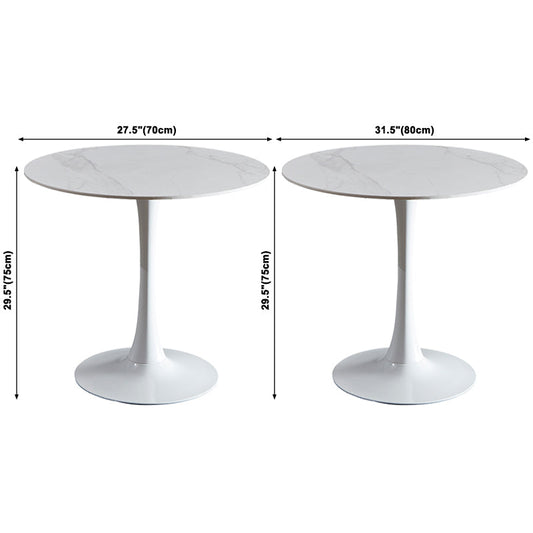 Round Sintered Stone White Dining Table Minimalist Tulip Base Table for Dining Room