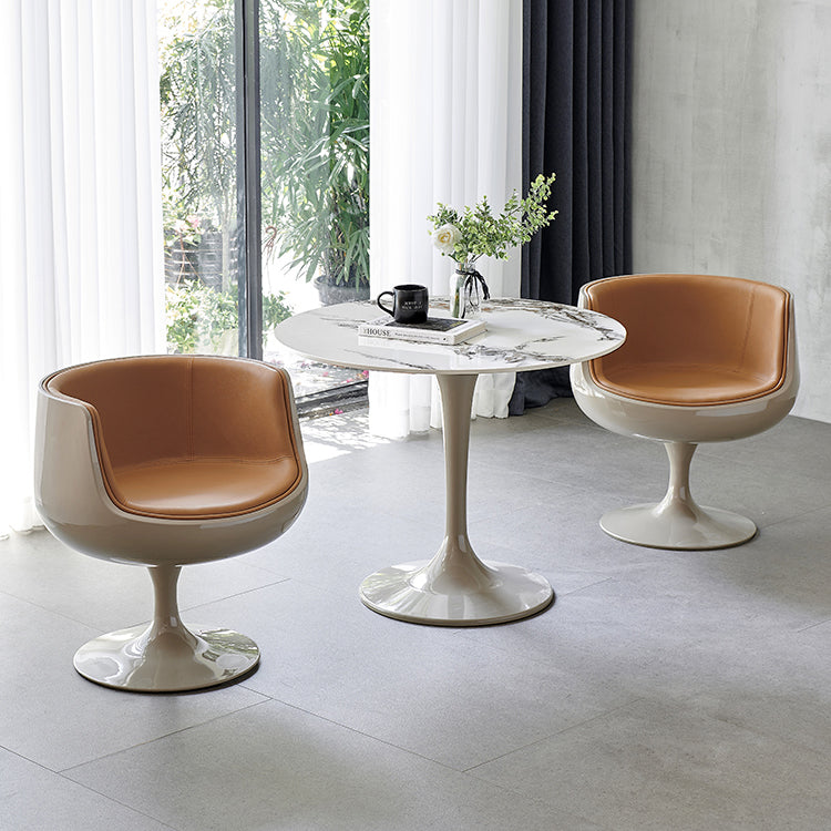 Round Shape White Dining Table Sintered Stone Table Modern with Tulip Base Clearhalo ' dining_table' 'Dining Tables & Seating' 'Dining Tables' 'furn' 'furn_dining_table' 'Furniture' 'furniture_dining_table' 'Kitchen & Dining Furniture' 'kitchen&dining_furn' 'kitchen' 'kitchen_dining_table' 3815870