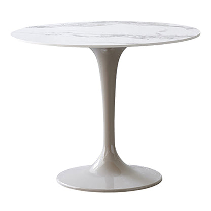 Round Shape White Dining Table Sintered Stone Table Modern with Tulip Base Without Chairs Clearhalo ' dining_table' 'Dining Tables & Seating' 'Dining Tables' 'furn' 'furn_dining_table' 'Furniture' 'furniture_dining_table' 'Kitchen & Dining Furniture' 'kitchen&dining_furn' 'kitchen' 'kitchen_dining_table' 3815872