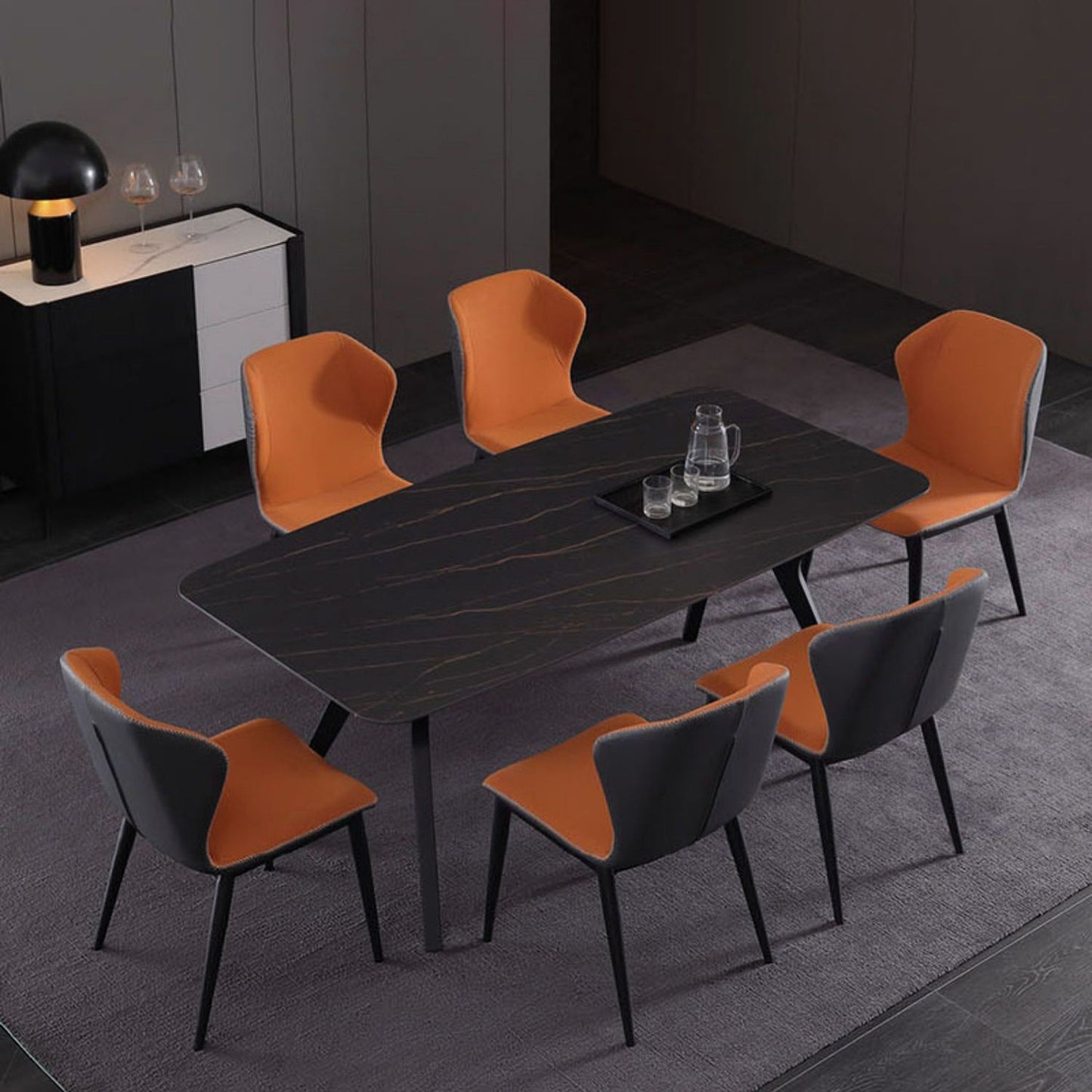 Contemporary Rectangle Dining Table Sintered Stone Dining Table with Black Trestle Base Clearhalo ' dining_table' 'Dining Tables & Seating' 'Dining Tables' 'furn' 'furn_dining_table' 'Furniture' 'furniture_dining_table' 'Kitchen & Dining Furniture' 'kitchen&dining_furn' 'kitchen' 'kitchen_dining_table' 3815881