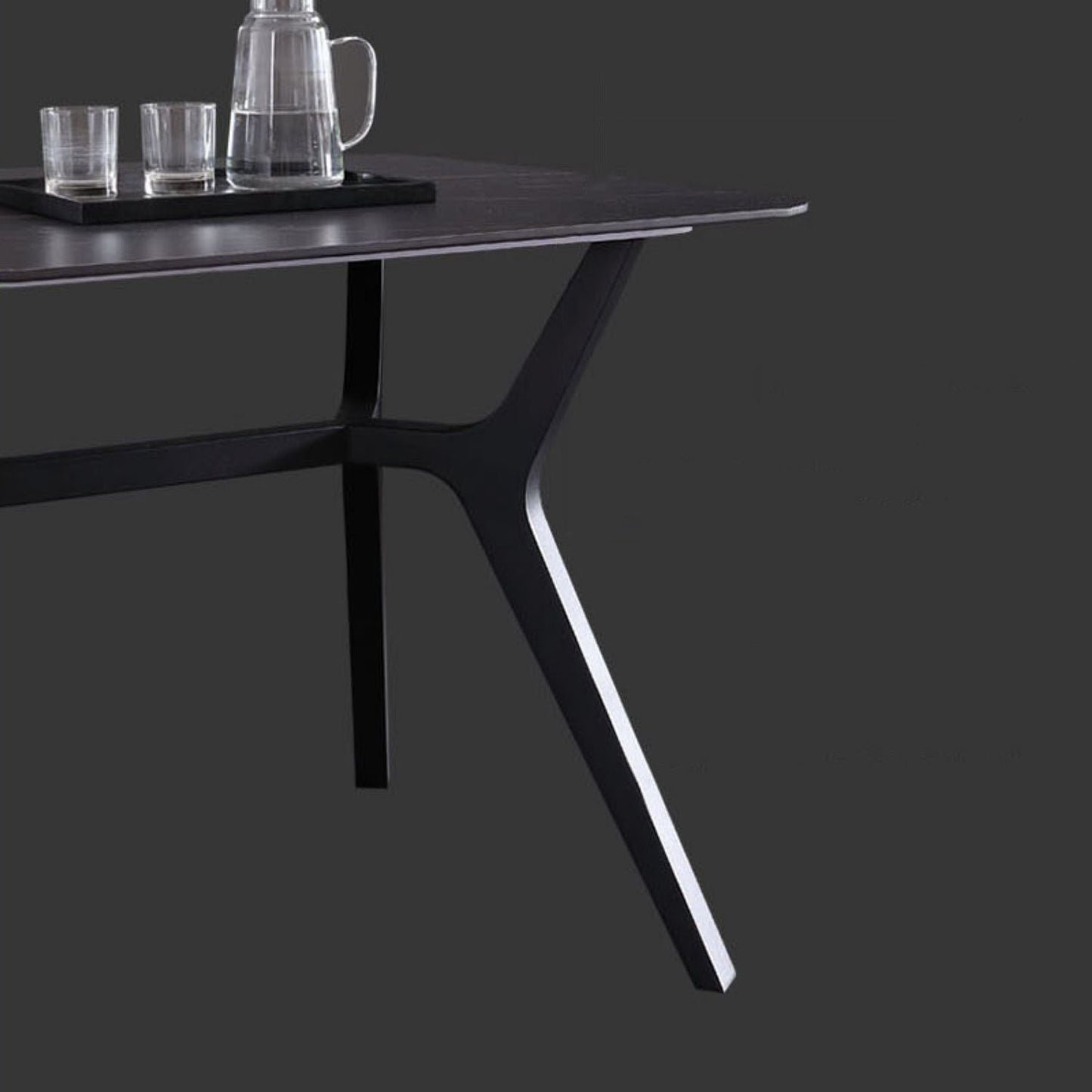 Contemporary Rectangle Dining Table Sintered Stone Dining Table with Black Trestle Base Clearhalo ' dining_table' 'Dining Tables & Seating' 'Dining Tables' 'furn' 'furn_dining_table' 'Furniture' 'furniture_dining_table' 'Kitchen & Dining Furniture' 'kitchen&dining_furn' 'kitchen' 'kitchen_dining_table' 3815884