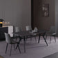 Contemporary Rectangle Dining Table Sintered Stone Dining Table with Black Trestle Base Clearhalo ' dining_table' 'Dining Tables & Seating' 'Dining Tables' 'furn' 'furn_dining_table' 'Furniture' 'furniture_dining_table' 'Kitchen & Dining Furniture' 'kitchen&dining_furn' 'kitchen' 'kitchen_dining_table' 3815892