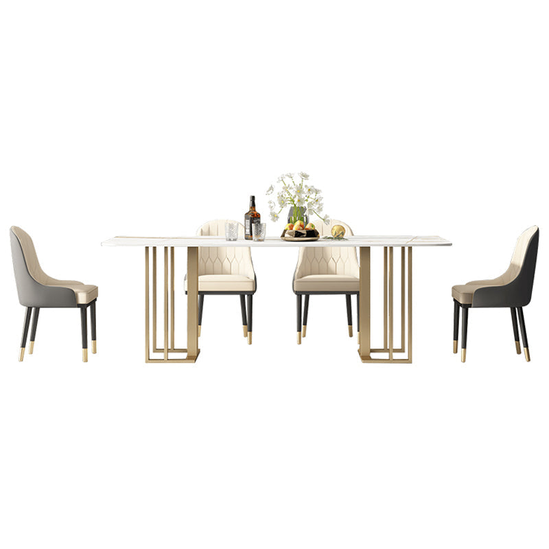 Traditional Luxury Dining Table Marble Dining Site Table for Dining Room White Gold Clearhalo ' dining_table' 'Dining Tables & Seating' 'Dining Tables' 'furn' 'furn_dining_table' 'Furniture' 'furniture_dining_table' 'Kitchen & Dining Furniture' 'kitchen&dining_furn' 'kitchen' 'kitchen_dining_table' 3815920