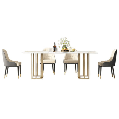 Traditional Luxury Dining Table Marble Dining Site Table for Dining Room White Gold Clearhalo ' dining_table' 'Dining Tables & Seating' 'Dining Tables' 'furn' 'furn_dining_table' 'Furniture' 'furniture_dining_table' 'Kitchen & Dining Furniture' 'kitchen&dining_furn' 'kitchen' 'kitchen_dining_table' 3815920