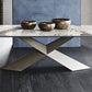 Metal Traditional Luxury Rectangular Dining Table Sintered Stone Dining Table with Pedestal Base Clearhalo ' dining_table' 'Dining Tables & Seating' 'Dining Tables' 'furn' 'furn_dining_table' 'Furniture' 'furniture_dining_table' 'Kitchen & Dining Furniture' 'kitchen&dining_furn' 'kitchen' 'kitchen_dining_table' 3815929