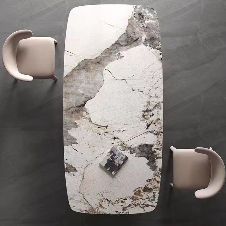 Metal Traditional Luxury Rectangle Indoor Table Sintered Stone Table with Pedestal Clearhalo ' dining_table' 'Dining Tables & Seating' 'Dining Tables' 'furn' 'furn_dining_table' 'Furniture' 'furniture_dining_table' 'Kitchen & Dining Furniture' 'kitchen&dining_furn' 'kitchen' 'kitchen_dining_table' 3815977