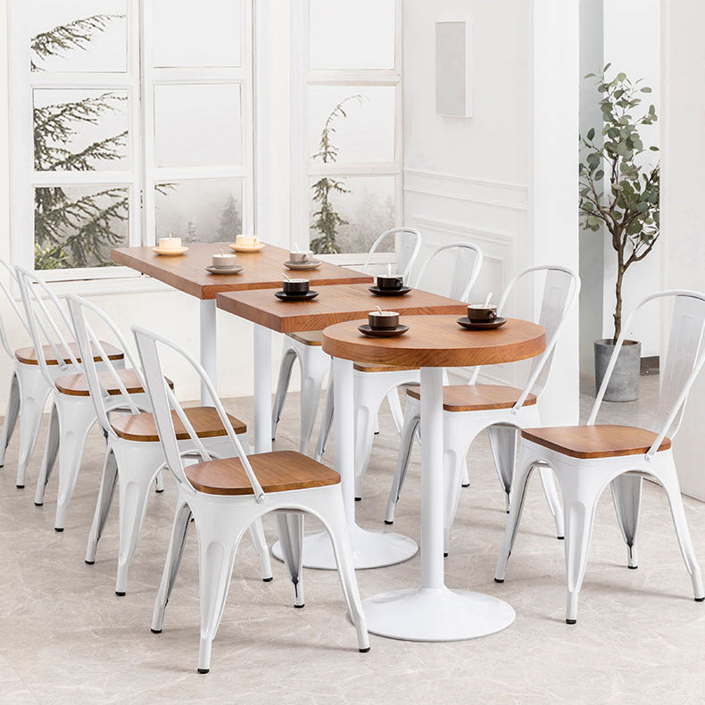 Solid Wood Industrial Dining Table Brown Top Table with White Frame for Dinning Room Clearhalo ' dining_table' 'Dining Tables & Seating' 'Dining Tables' 'furn' 'furn_dining_table' 'Furniture' 'furniture_dining_table' 'Kitchen & Dining Furniture' 'kitchen&dining_furn' 'kitchen' 'kitchen_dining_table' 3816025