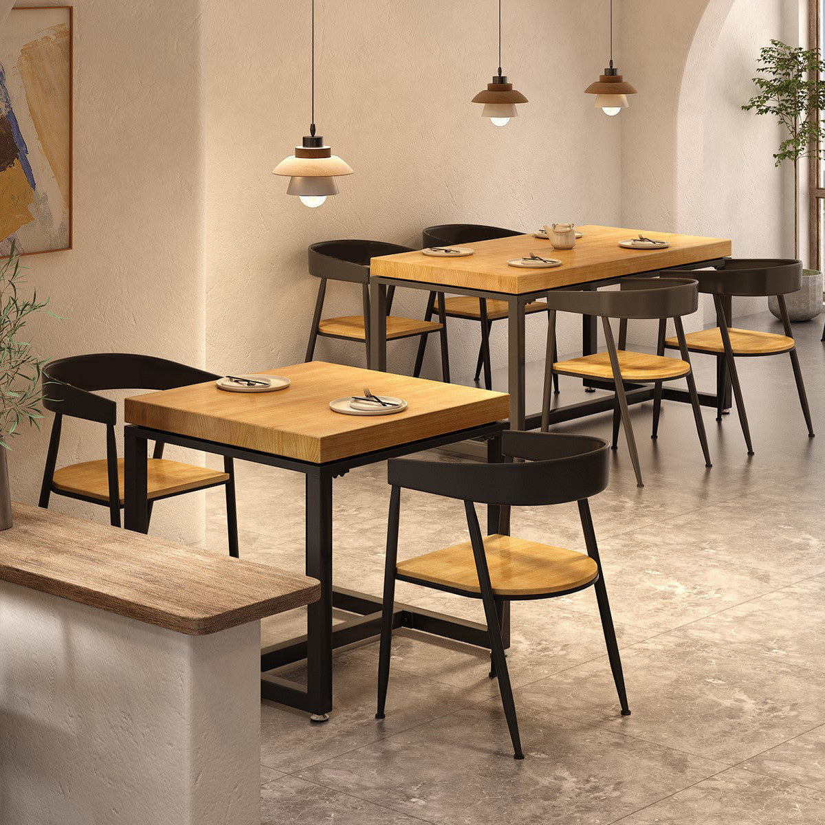 Solid Wood Industrial Dining Table Trestle Base Square Table for Dinning Room Clearhalo ' dining_table' 'Dining Tables & Seating' 'Dining Tables' 'furn' 'furn_dining_table' 'Furniture' 'furniture_dining_table' 'Kitchen & Dining Furniture' 'kitchen&dining_furn' 'kitchen' 'kitchen_dining_table' 3816029