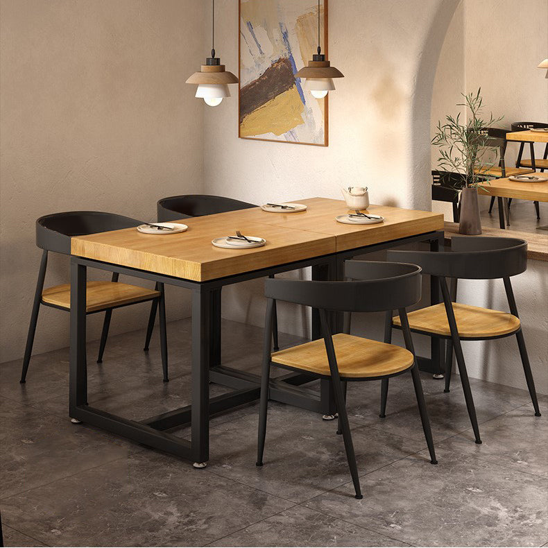Solid Wood Industrial Dining Table Trestle Base Square Table for Dinning Room Clearhalo ' dining_table' 'Dining Tables & Seating' 'Dining Tables' 'furn' 'furn_dining_table' 'Furniture' 'furniture_dining_table' 'Kitchen & Dining Furniture' 'kitchen&dining_furn' 'kitchen' 'kitchen_dining_table' 3816034