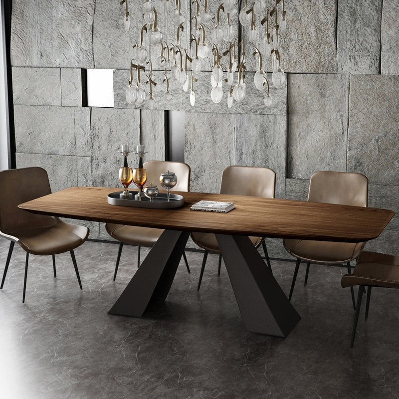 Rectangle Solid Wood Table Modern Dining Table with Metal Pedestal Base Without Chairs Clearhalo ' dining_table' 'Dining Tables & Seating' 'Dining Tables' 'furn' 'furn_dining_table' 'Furniture' 'furniture_dining_table' 'Kitchen & Dining Furniture' 'kitchen&dining_furn' 'kitchen' 'kitchen_dining_table' 3816048