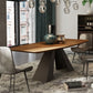 Rectangle Solid Wood Table Modern Dining Table with Metal Pedestal Base Clearhalo ' dining_table' 'Dining Tables & Seating' 'Dining Tables' 'furn' 'furn_dining_table' 'Furniture' 'furniture_dining_table' 'Kitchen & Dining Furniture' 'kitchen&dining_furn' 'kitchen' 'kitchen_dining_table' 3816050