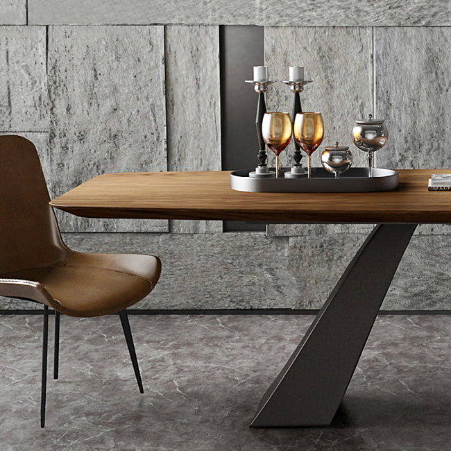 Rectangle Solid Wood Table Modern Dining Table with Metal Pedestal Base Clearhalo ' dining_table' 'Dining Tables & Seating' 'Dining Tables' 'furn' 'furn_dining_table' 'Furniture' 'furniture_dining_table' 'Kitchen & Dining Furniture' 'kitchen&dining_furn' 'kitchen' 'kitchen_dining_table' 3816053