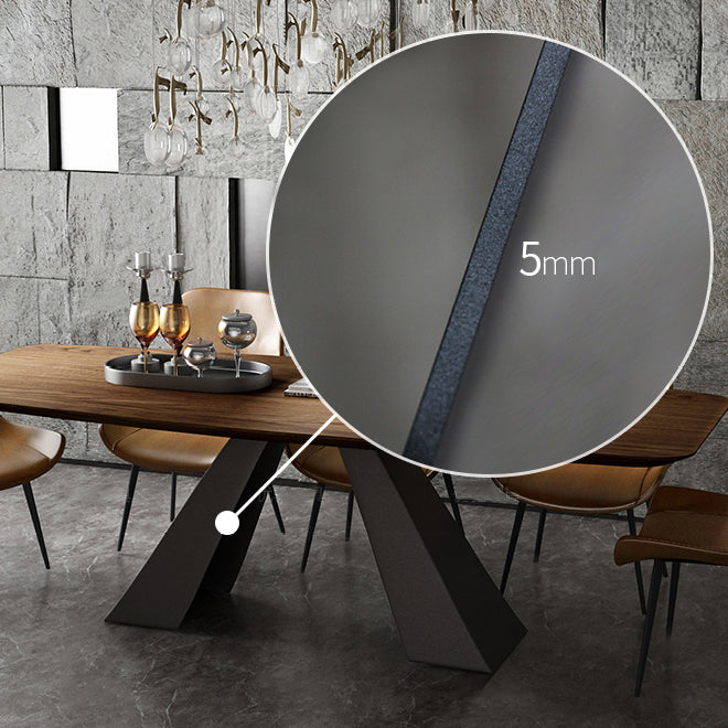 Rectangle Solid Wood Table Modern Dining Table with Metal Pedestal Base Clearhalo ' dining_table' 'Dining Tables & Seating' 'Dining Tables' 'furn' 'furn_dining_table' 'Furniture' 'furniture_dining_table' 'Kitchen & Dining Furniture' 'kitchen&dining_furn' 'kitchen' 'kitchen_dining_table' 3816054