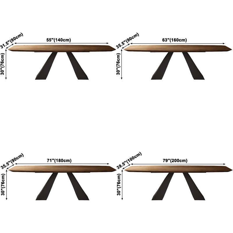 Rectangle Solid Wood Table Modern Dining Table with Metal Pedestal Base Clearhalo ' dining_table' 'Dining Tables & Seating' 'Dining Tables' 'furn' 'furn_dining_table' 'Furniture' 'furniture_dining_table' 'Kitchen & Dining Furniture' 'kitchen&dining_furn' 'kitchen' 'kitchen_dining_table' 3816057