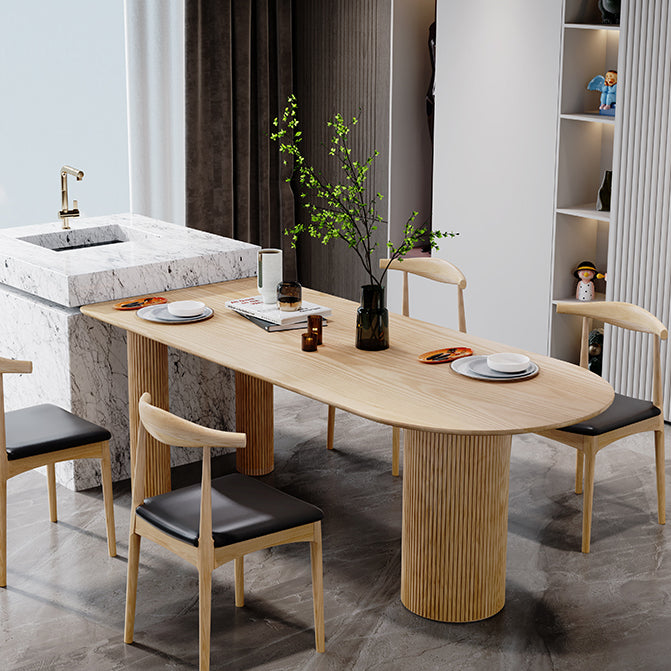 Simplicity Style Pine Freeform Solid Wood Dining Table 3 Legs Base Table for Home Clearhalo ' dining_table' 'Dining Tables & Seating' 'Dining Tables' 'furn' 'furn_dining_table' 'Furniture' 'furniture_dining_table' 'Kitchen & Dining Furniture' 'kitchen&dining_furn' 'kitchen' 'kitchen_dining_table' 3816074