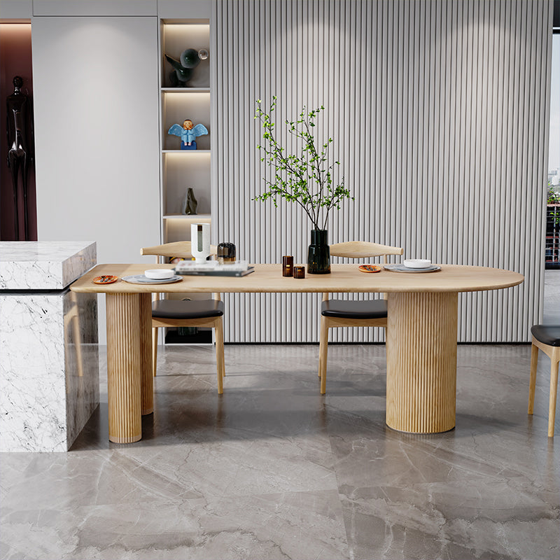 Simplicity Style Pine Freeform Solid Wood Dining Table 3 Legs Base Table for Home Clearhalo ' dining_table' 'Dining Tables & Seating' 'Dining Tables' 'furn' 'furn_dining_table' 'Furniture' 'furniture_dining_table' 'Kitchen & Dining Furniture' 'kitchen&dining_furn' 'kitchen' 'kitchen_dining_table' 3816075