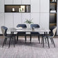 Contemporary Rectangle Dining Table Grey Sintered Stone Dining Table with 4 Black Legs Clearhalo ' dining_table' 'Dining Tables & Seating' 'Dining Tables' 'furn' 'furn_dining_table' 'Furniture' 'furniture_dining_table' 'Kitchen & Dining Furniture' 'kitchen&dining_furn' 'kitchen' 'kitchen_dining_table' 3816086