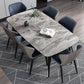 Contemporary Rectangle Dining Table Grey Sintered Stone Dining Table with 4 Black Legs Clearhalo ' dining_table' 'Dining Tables & Seating' 'Dining Tables' 'furn' 'furn_dining_table' 'Furniture' 'furniture_dining_table' 'Kitchen & Dining Furniture' 'kitchen&dining_furn' 'kitchen' 'kitchen_dining_table' 3816097