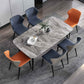 Contemporary Rectangle Dining Table Grey Sintered Stone Dining Table with 4 Black Legs Clearhalo ' dining_table' 'Dining Tables & Seating' 'Dining Tables' 'furn' 'furn_dining_table' 'Furniture' 'furniture_dining_table' 'Kitchen & Dining Furniture' 'kitchen&dining_furn' 'kitchen' 'kitchen_dining_table' 3816098