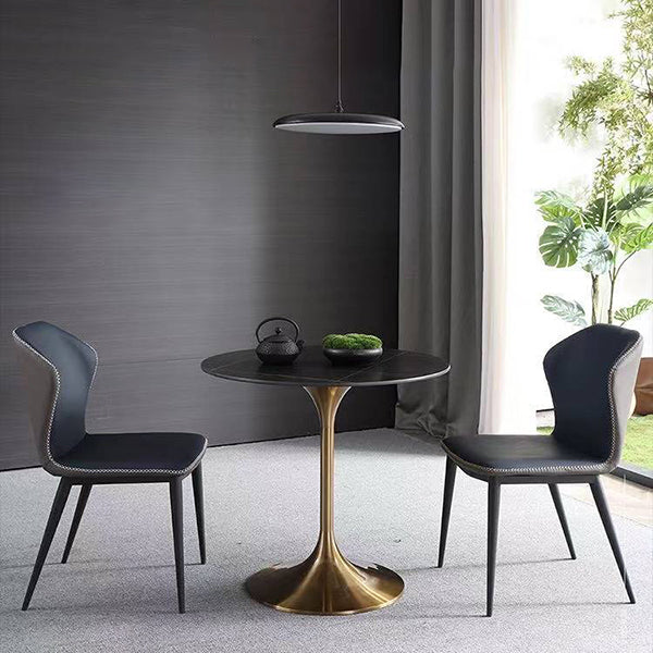 Round Two-Color Dining Table Sintered Stone Table Luxury with Tulip Base Clearhalo ' dining_table' 'Dining Tables & Seating' 'Dining Tables' 'furn' 'furn_dining_table' 'Furniture' 'furniture_dining_table' 'Kitchen & Dining Furniture' 'kitchen&dining_furn' 'kitchen' 'kitchen_dining_table' 3816100