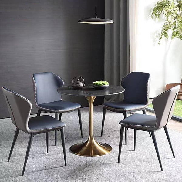 Round Two-Color Dining Table Sintered Stone Table Luxury with Tulip Base Clearhalo ' dining_table' 'Dining Tables & Seating' 'Dining Tables' 'furn' 'furn_dining_table' 'Furniture' 'furniture_dining_table' 'Kitchen & Dining Furniture' 'kitchen&dining_furn' 'kitchen' 'kitchen_dining_table' 3816101