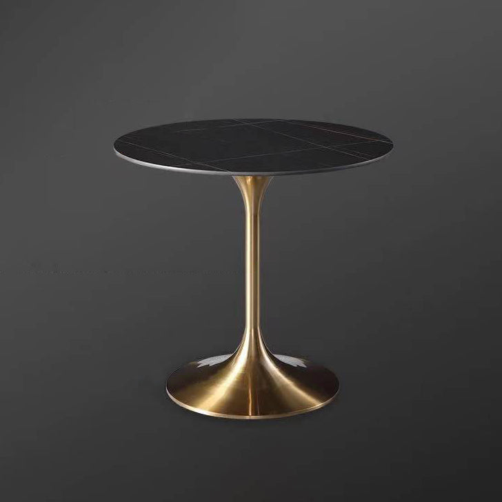 Round Two-Color Dining Table Sintered Stone Table Luxury with Tulip Base Black Without Chairs Clearhalo ' dining_table' 'Dining Tables & Seating' 'Dining Tables' 'furn' 'furn_dining_table' 'Furniture' 'furniture_dining_table' 'Kitchen & Dining Furniture' 'kitchen&dining_furn' 'kitchen' 'kitchen_dining_table' 3816104